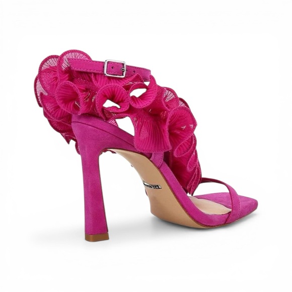 Gianni Bini Women’s Pink Ruffle High Heel Sandals Size 7.5M Leather Sole - Picture 6 of 9